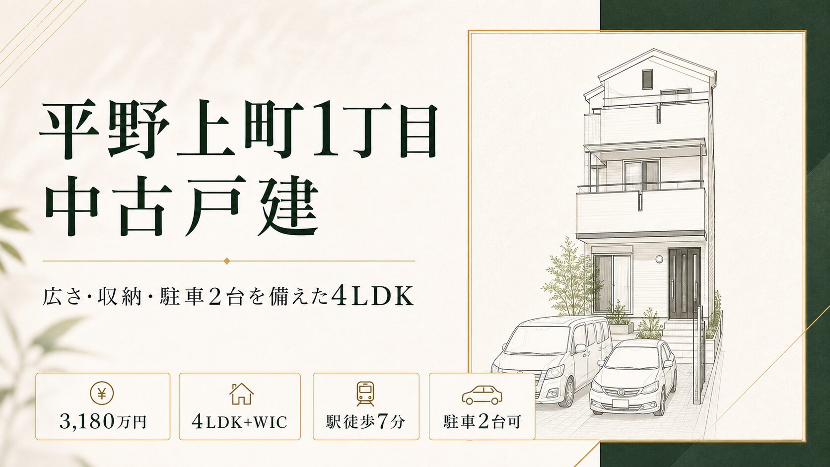 【平野上町1丁目 中古戸建】谷町線「平野」徒歩7分|駐車2台可・4LDK+WICのゆとりある住まい 【平野上町1丁目 中古戸建】谷町線「平野」徒歩7分|駐車2台可・4LDK+WICのゆとりある住まい